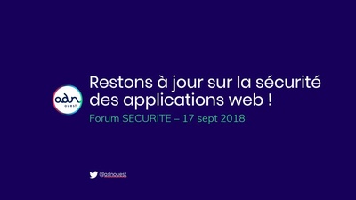 Restons à jour sur la sécurité des applications web